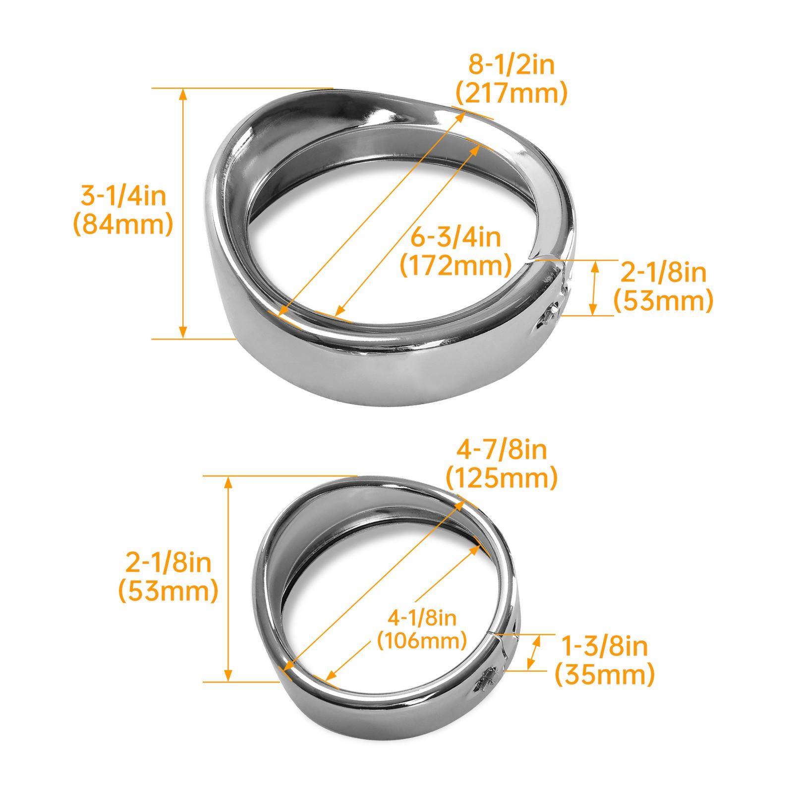 7" Headlight 4.5 Passing Light Trim Ring Bezel Visor Fit For Harley Touring 94+
