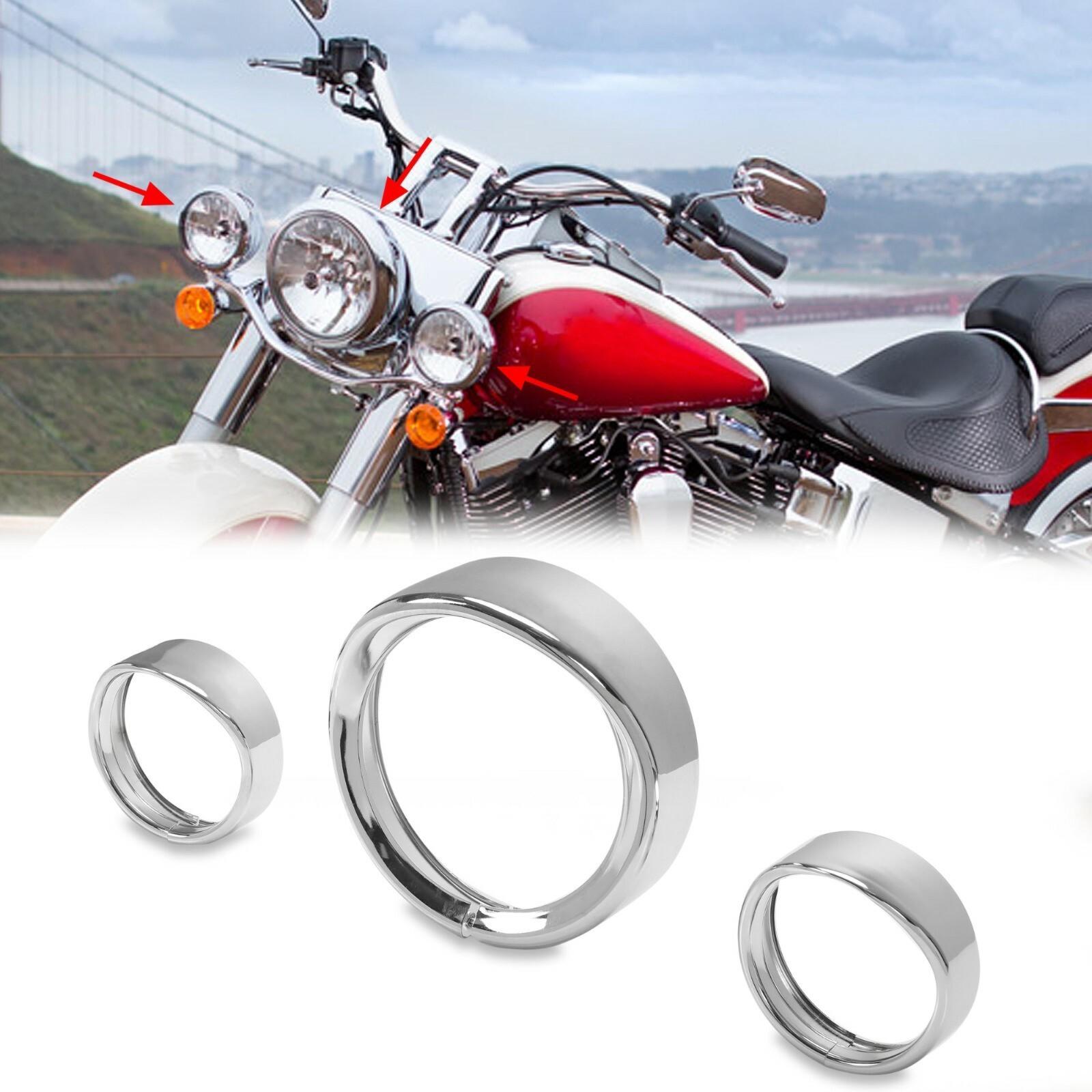 7" Headlight 4.5 Passing Light Trim Ring Bezel Visor Fit For Harley Touring 94+