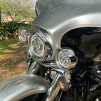 7" Headlight 4.5 Passing Light Trim Ring Bezel Visor Fit For Harley Touring 94+