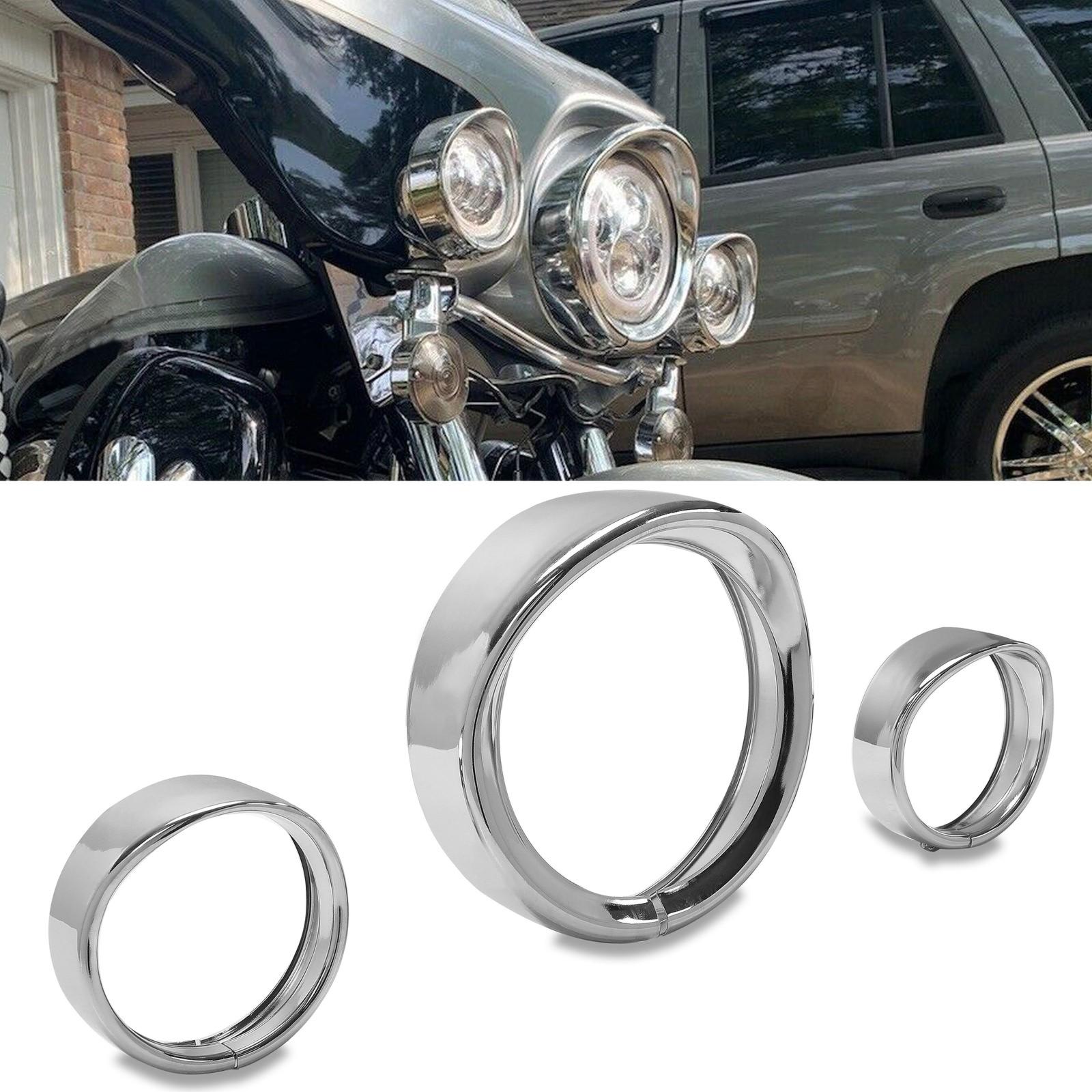 7" Headlight 4.5 Passing Light Trim Ring Bezel Visor Fit For Harley Touring 94+