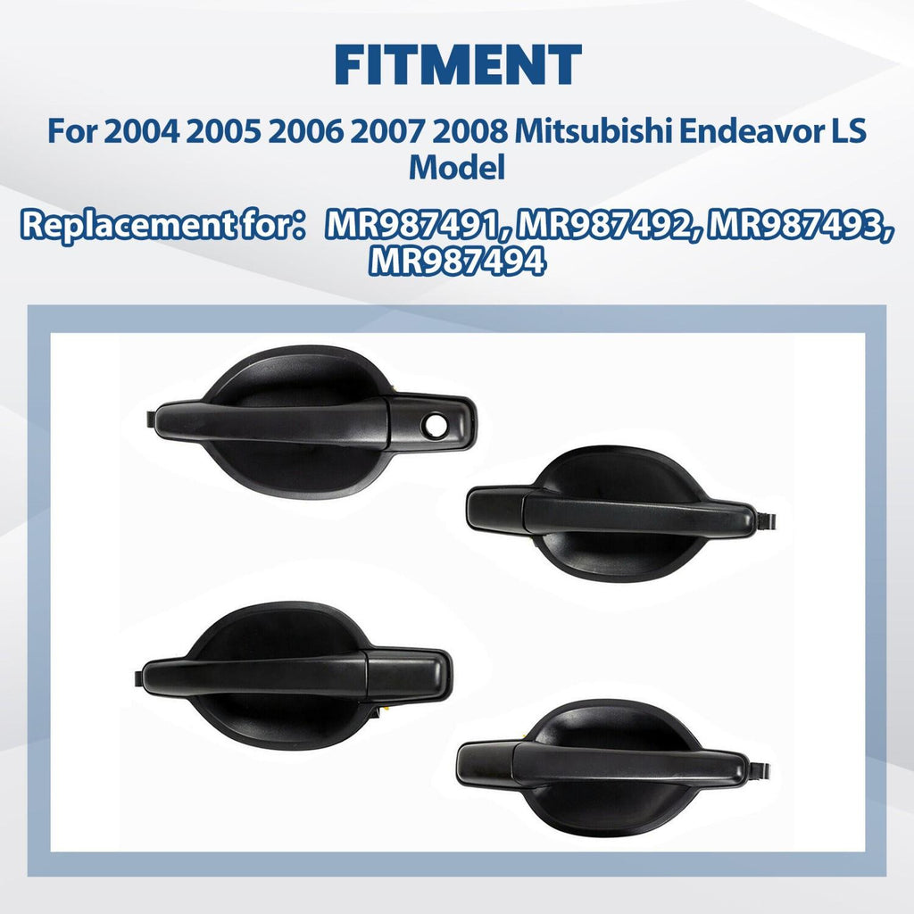 Set of 4 For Mitsubishi Endeavor Exterior Door Handle Textured Black 04-11