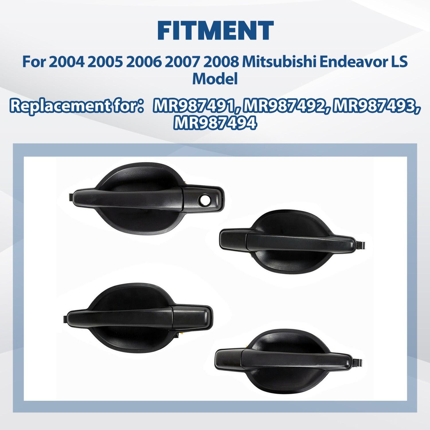 Set of 4 For Mitsubishi Endeavor Exterior Door Handle Textured Black 04-11