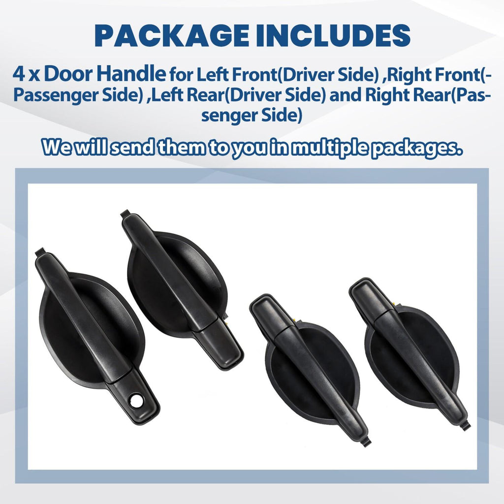 Set of 4 For Mitsubishi Endeavor Exterior Door Handle Textured Black 04-11