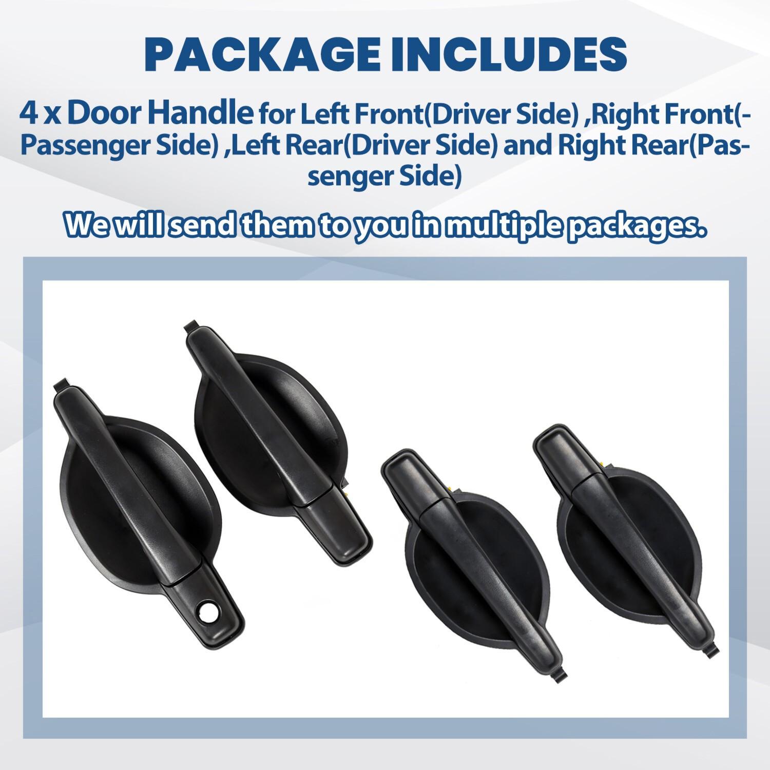 Set of 4 For Mitsubishi Endeavor Exterior Door Handle Textured Black 04-11