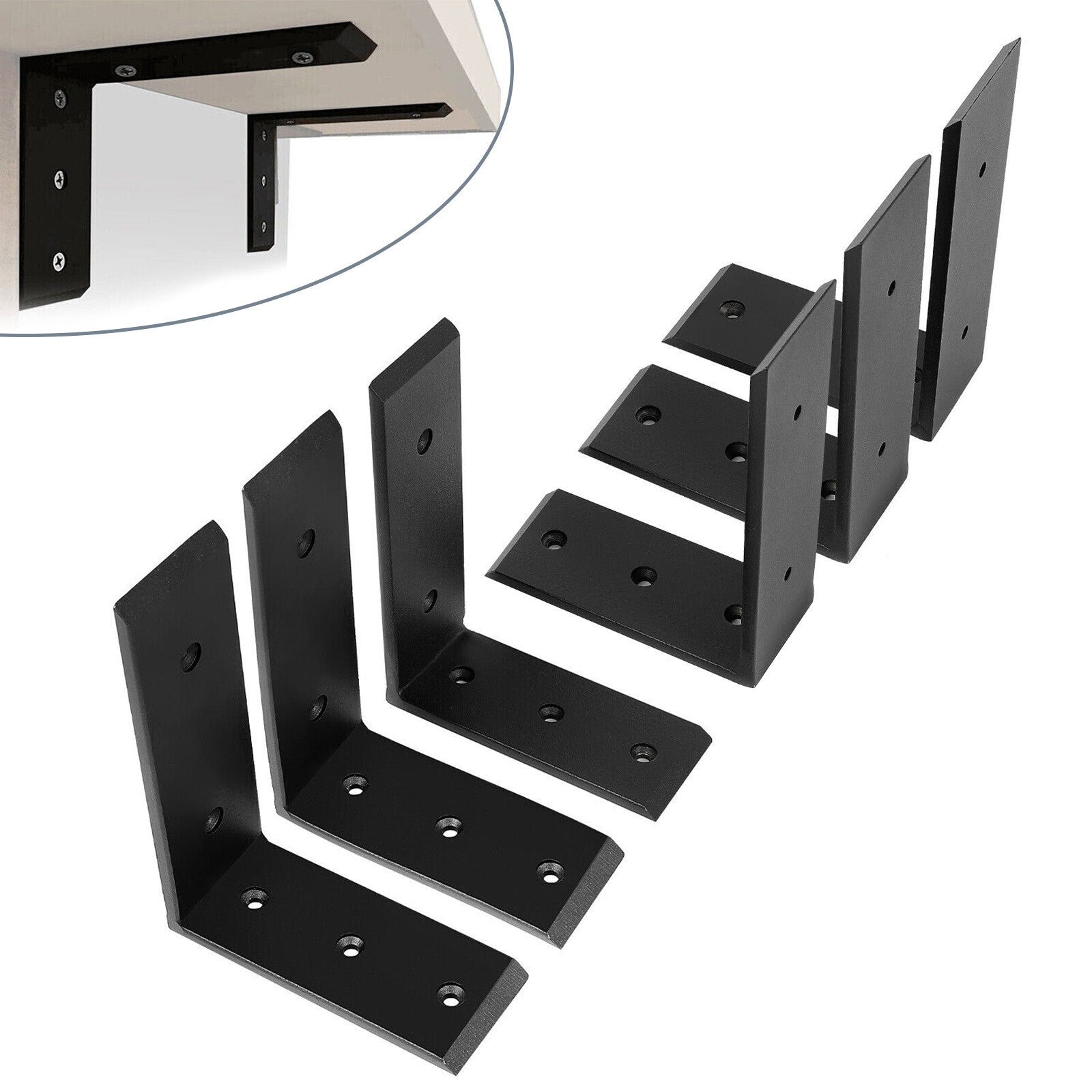 6 Heavy Duty Black Steel 6”x8” Countertop Support Brackets Corbel Lot L Shelf