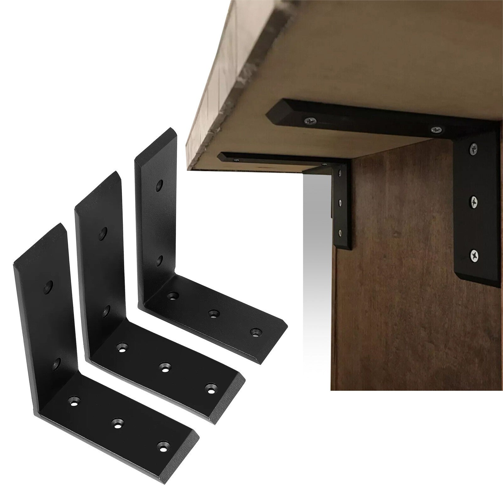 3 Heavy Duty Black Steel 6"x8" Countertop Support Brackets Corbel Lot L Shelf