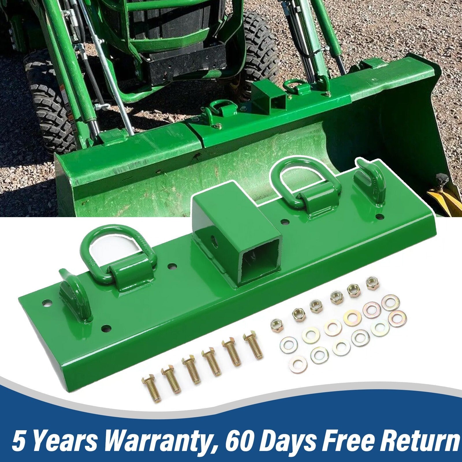 Bolt-on Grab Hooks, D Rings,2" Receiver all-in-one For John Deere 1025R Tractor