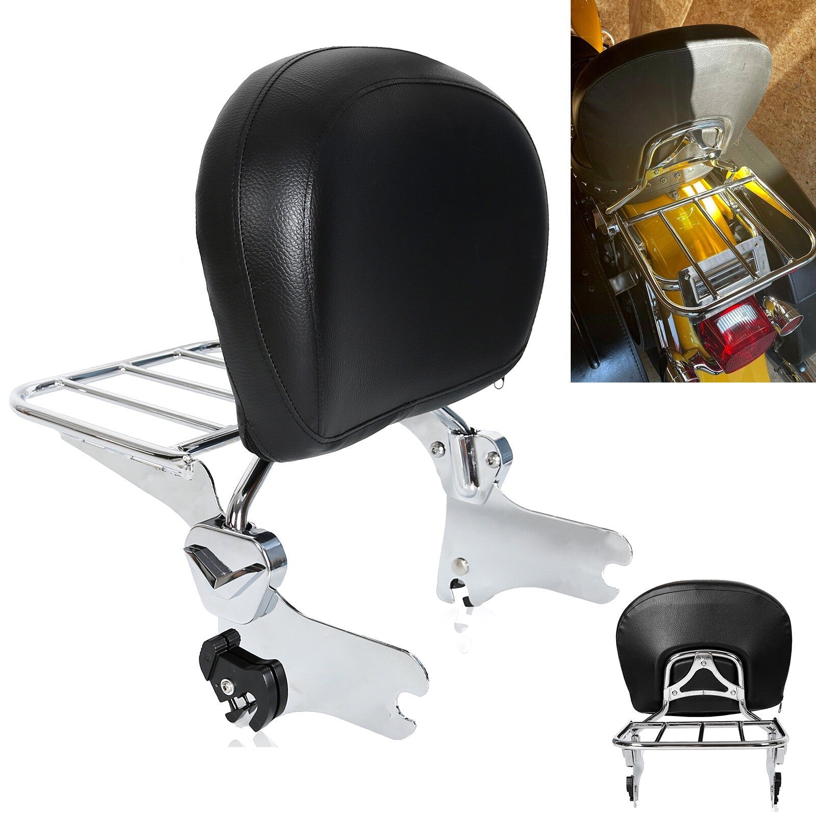 Backrest Sissy Bar Rack For Harley Touring Street Glide Road King 1997-2008