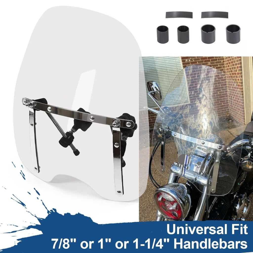 19"x17" Large Clear Windshield For Harley Honda Suzuki Yamaha Cruiser motorcycle