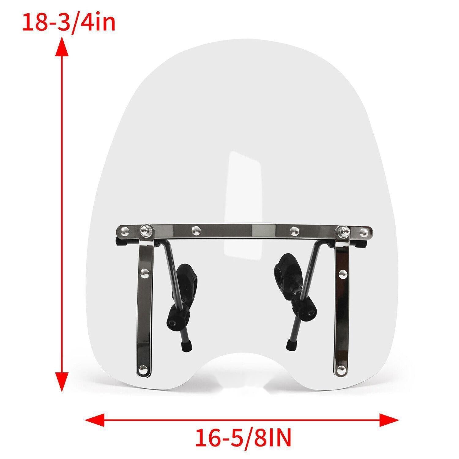 19"x17" Large Clear Windshield For Harley Honda Suzuki Yamaha Cruiser motorcycle