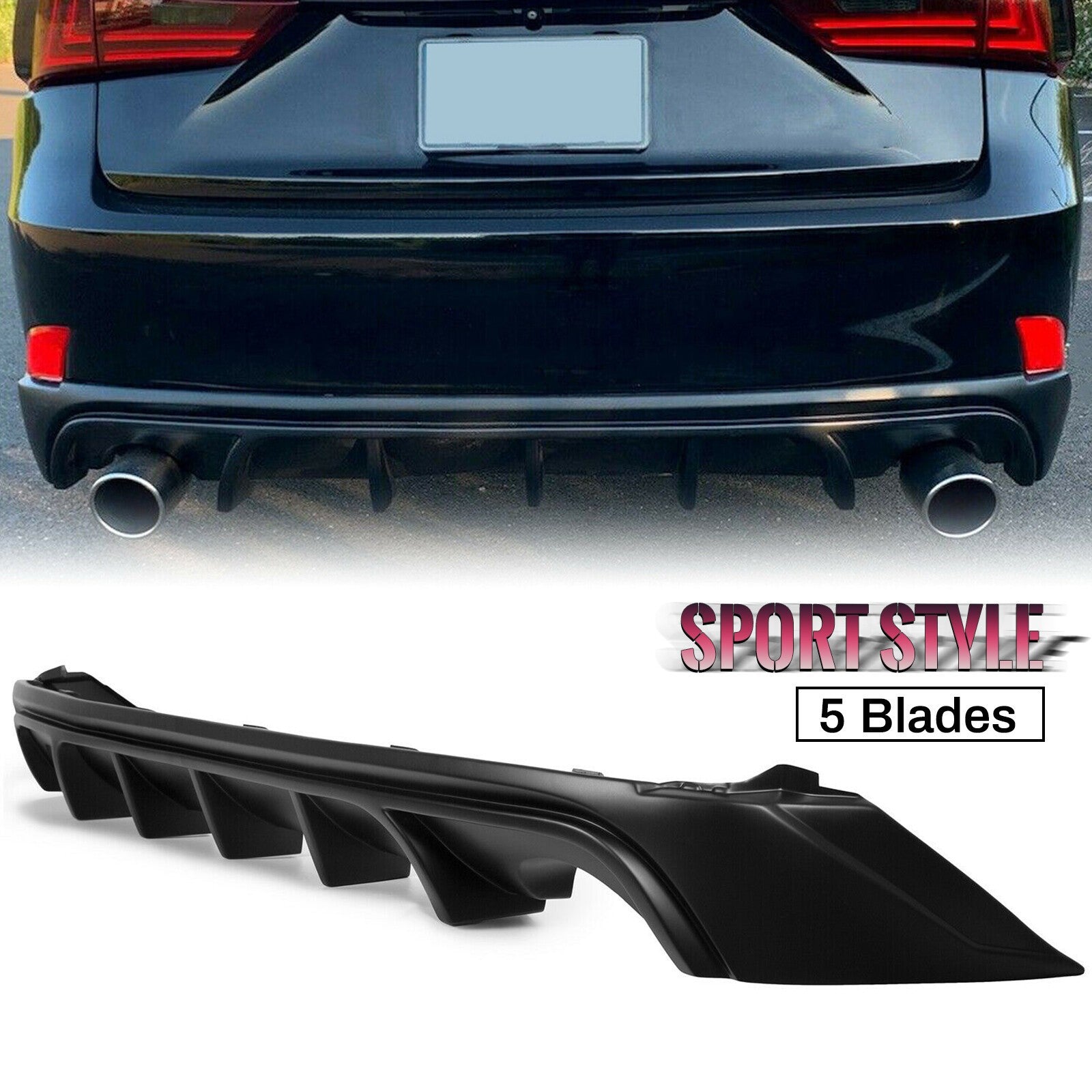 Rear Bumper Diffuser Splitter Lip 5F Style For Lexus IS250 IS350 IS200T 14-16