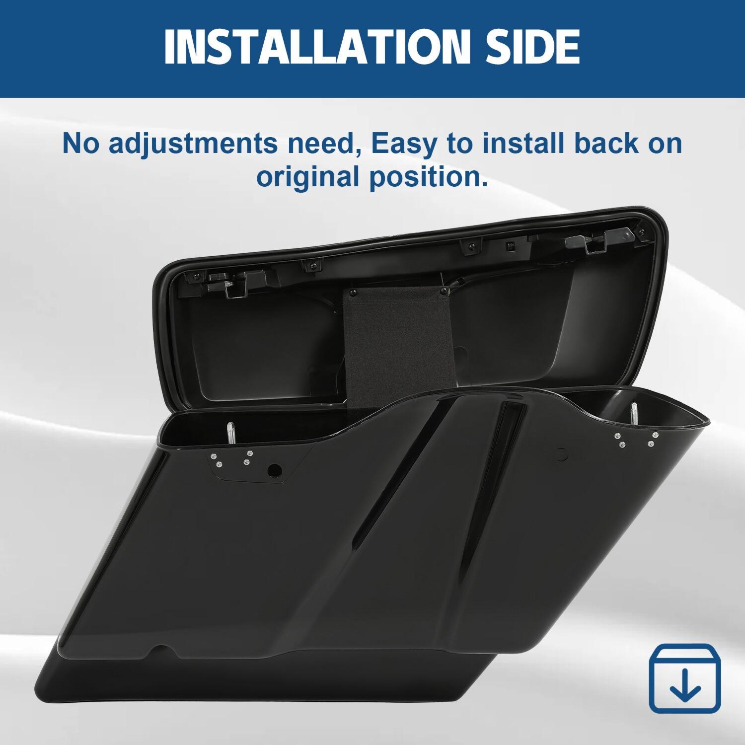 5" Stretched Extended Hard Saddle Bags For Harley CVO Street Glide 2014-2024
