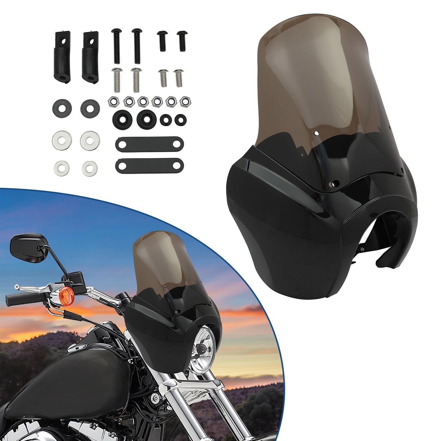 Front Fairings w/ Smoke 15'' Windshield For Harley Dyna Super Glide T-sport FXR