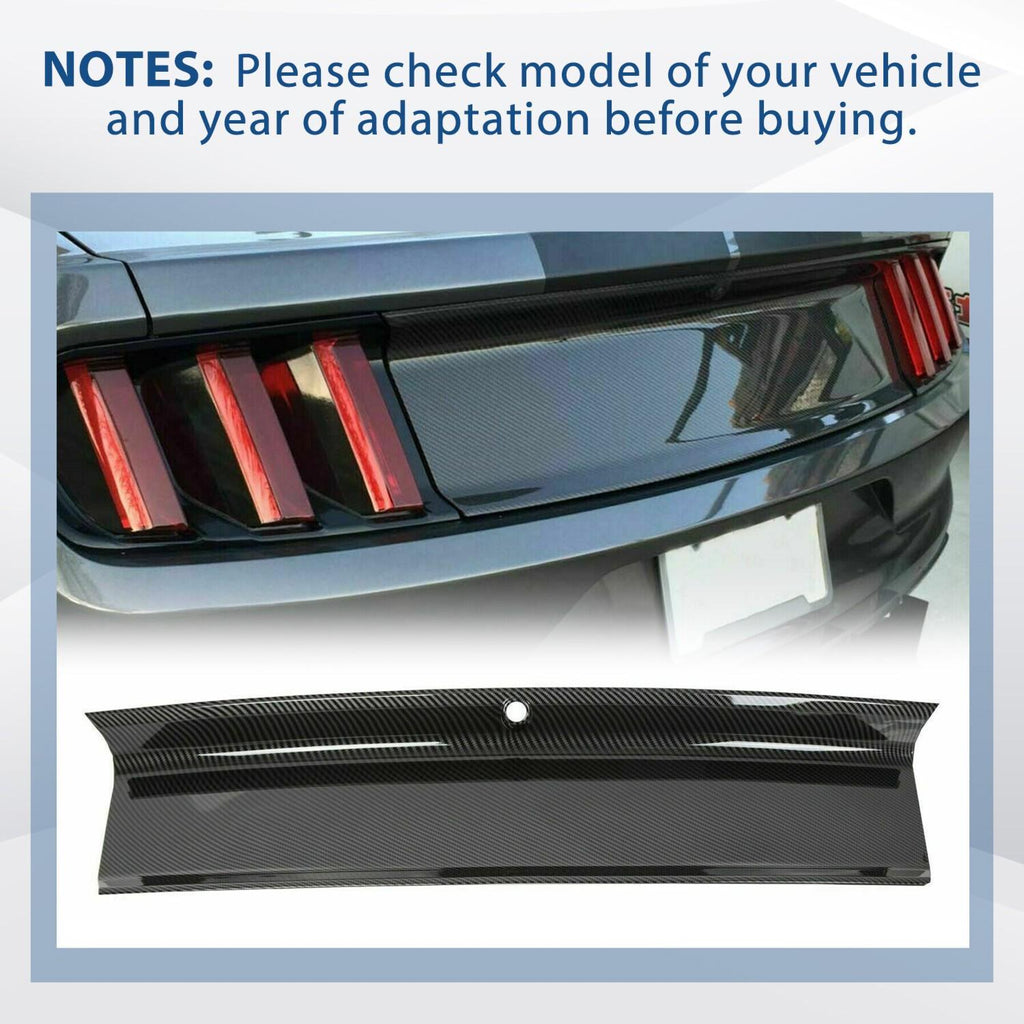 FOR 2015-2021-2023 FORD MUSTANG CARBON FIBER LOOK TRUNK PANEL DECKLID TRIM COVER