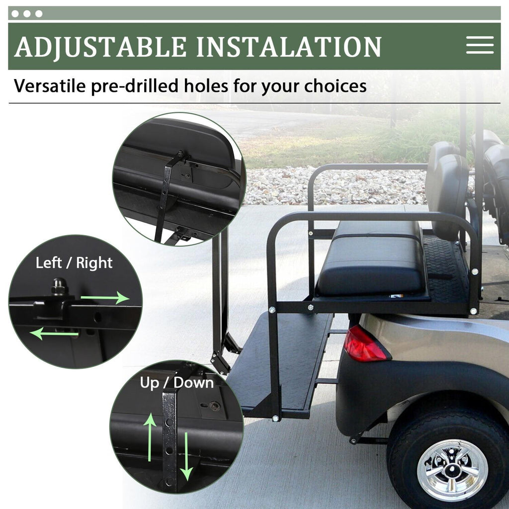 Rear Flip Seat Kit Back Seat w/Grab Bar For Club Car DS 2000-2013 Golf Cart