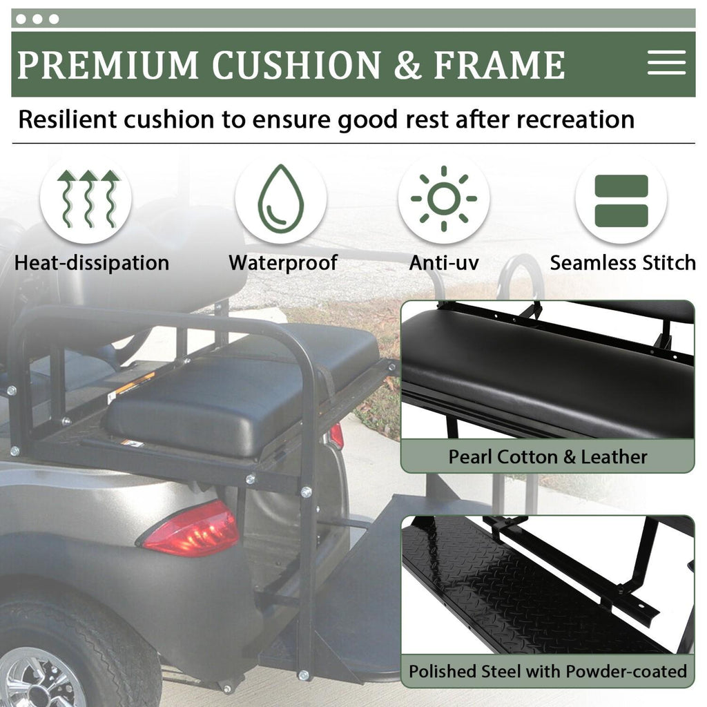 Rear Flip Seat Kit Back Seat w/Grab Bar For Club Car DS 2000-2013 Golf Cart