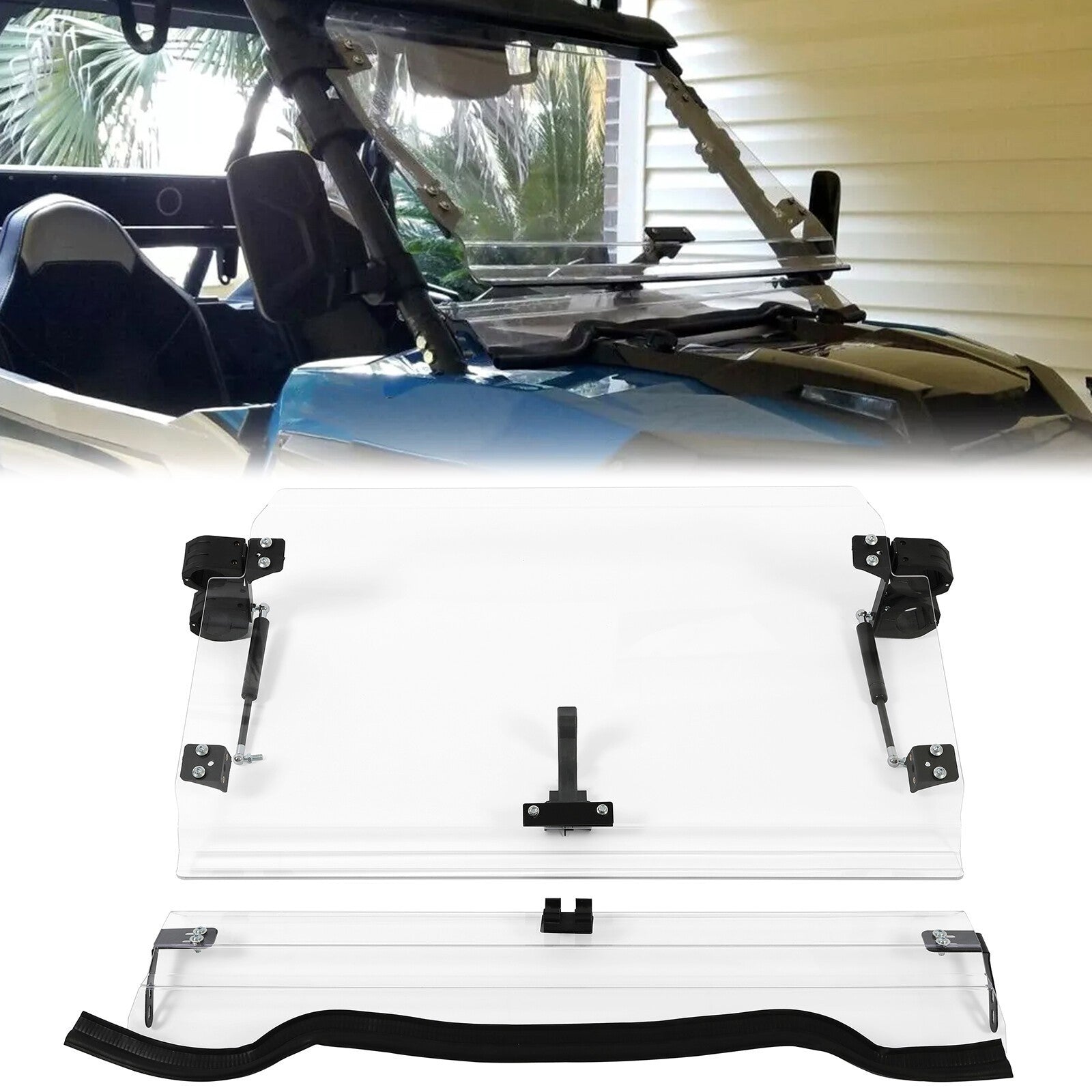 For 14-18 Polaris RZR XP 1000 /S4 S RZR 900 Full Flip Up Split Windshield 2-IN-1
