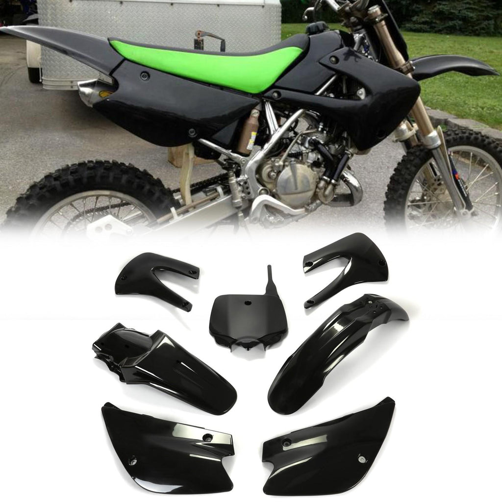 Restyled Plastics Kit Set Black For Kawasaki KX85 KX100 2001-2013 Motorcycle