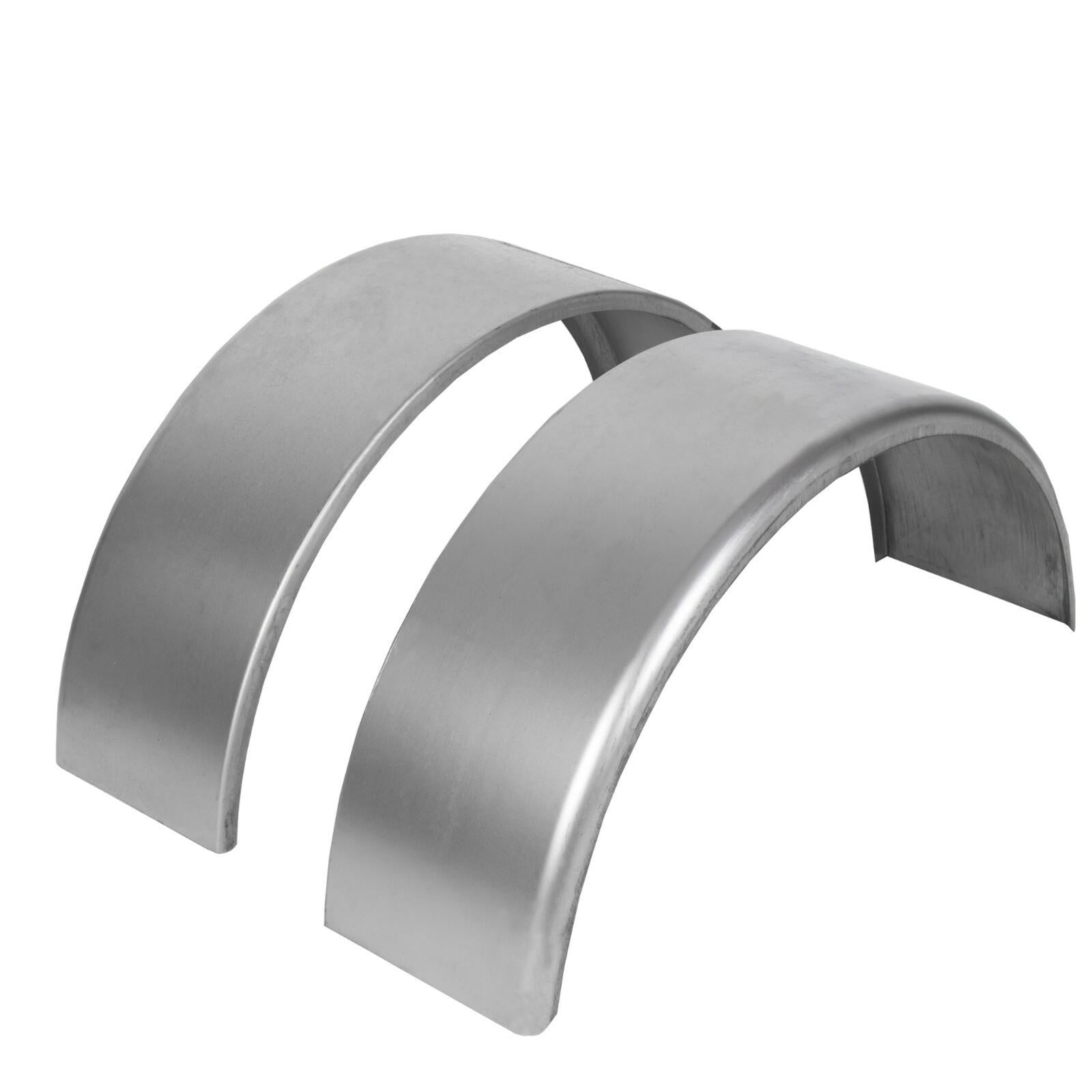 Pair of Steel Round Single Axle Trailer Fenders & Fender Backs For 14"-16" Wheel
