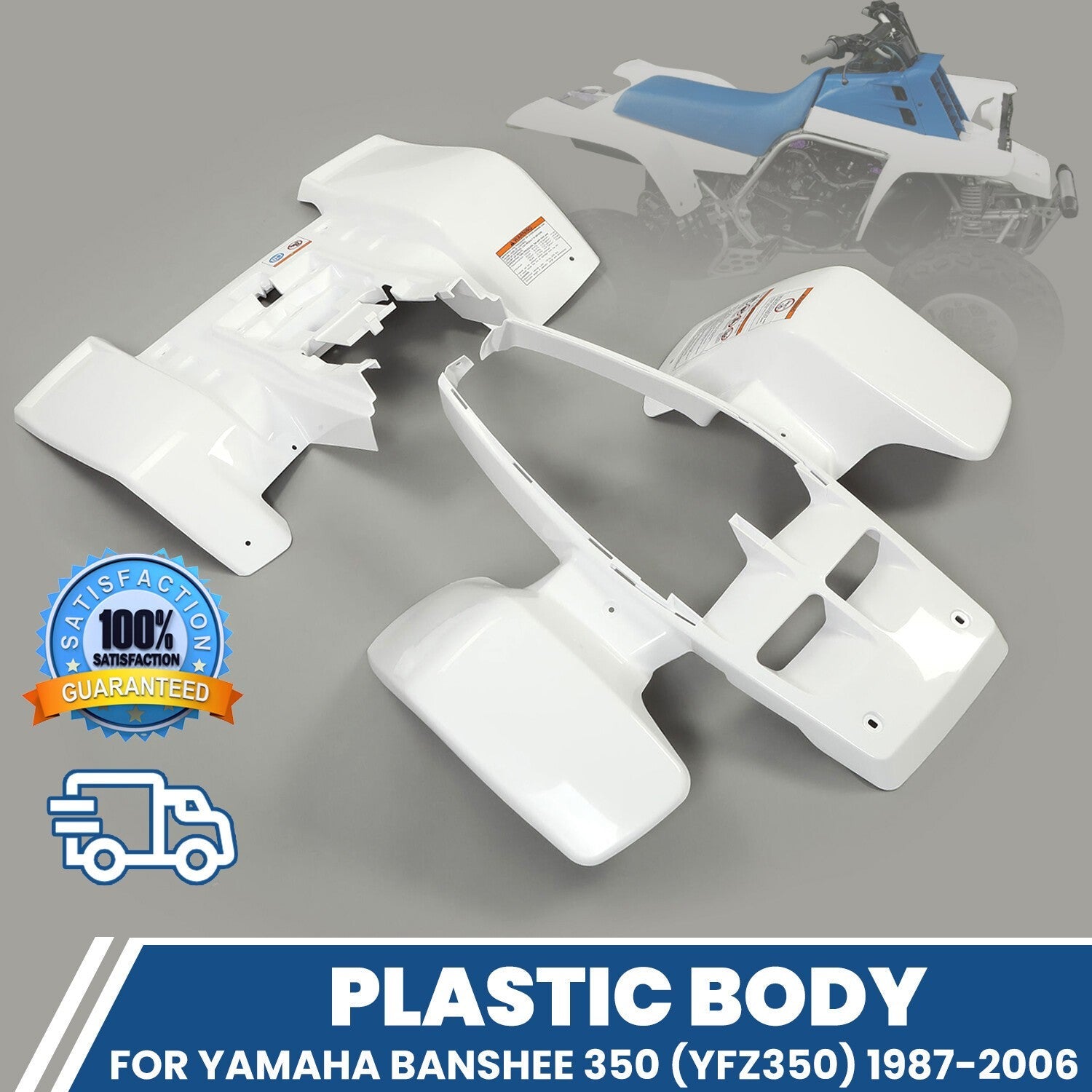 1Set Front & Rear Fender Plastic Body For 1987-2006 Yamaha Banshee 350 White