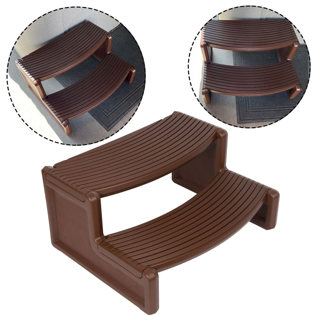 Spa and Hot Tubs Step Plastic Stairs For Round/Straight Sided Spa Espresso/Brown