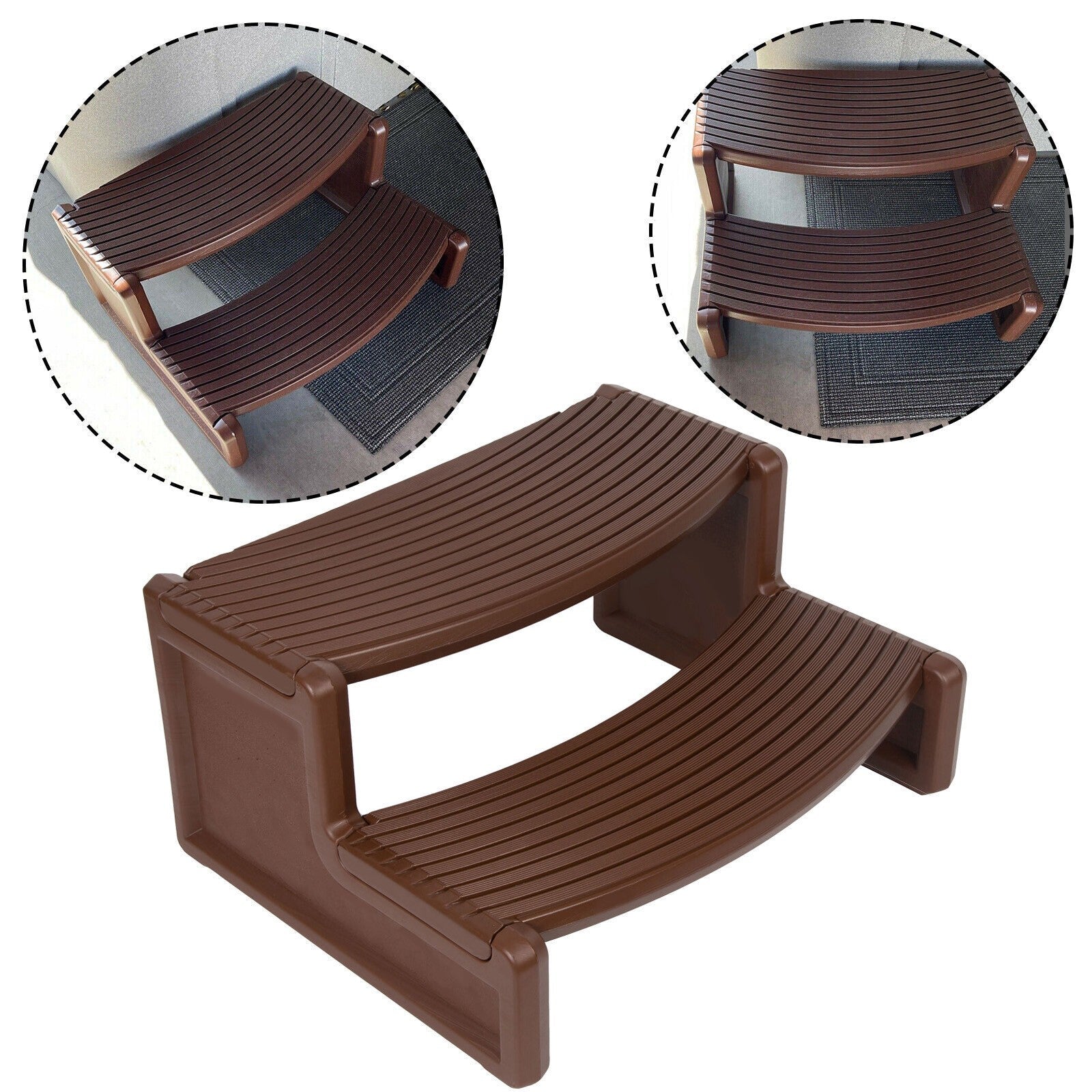 Spa and Hot Tubs Step Plastic Stairs For Round/Straight Sided Spa Espresso/Brown