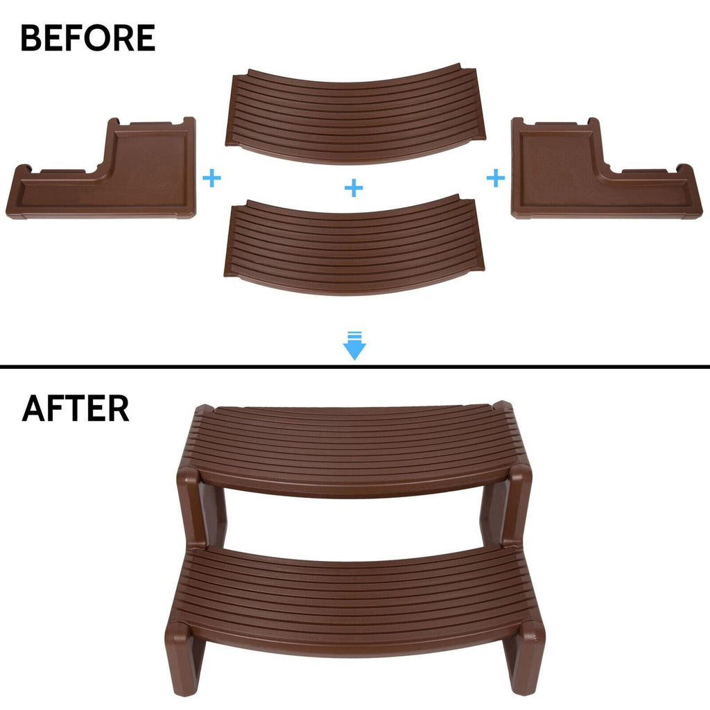 Spa and Hot Tubs Step Plastic Stairs For Round/Straight Sided Spa Espresso/Brown