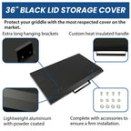 Black Outdoor 36" Griddle Hard Cover Lid Fit For Blackstone Griddle New