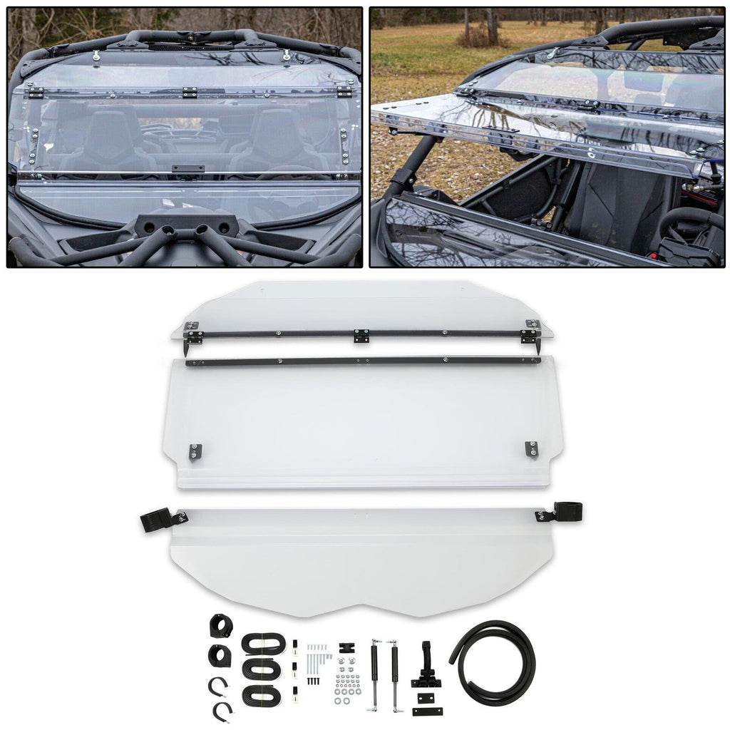Scratch Resistant 2-IN-1 Front Flip Windshield for 2017+ Can-Am Maverick X3