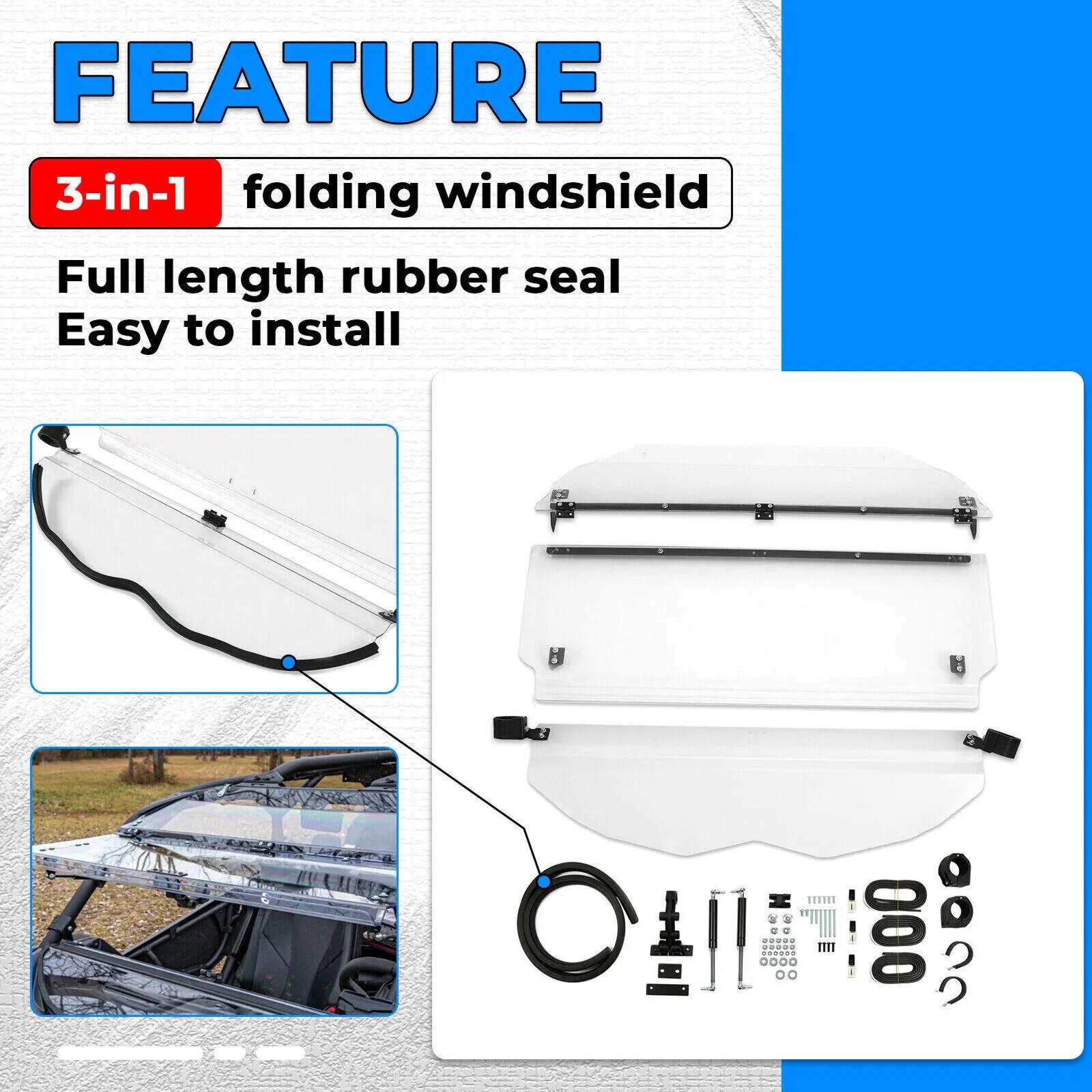 Scratch Resistant 2-IN-1 Front Flip Windshield for 2017+ Can-Am Maverick X3