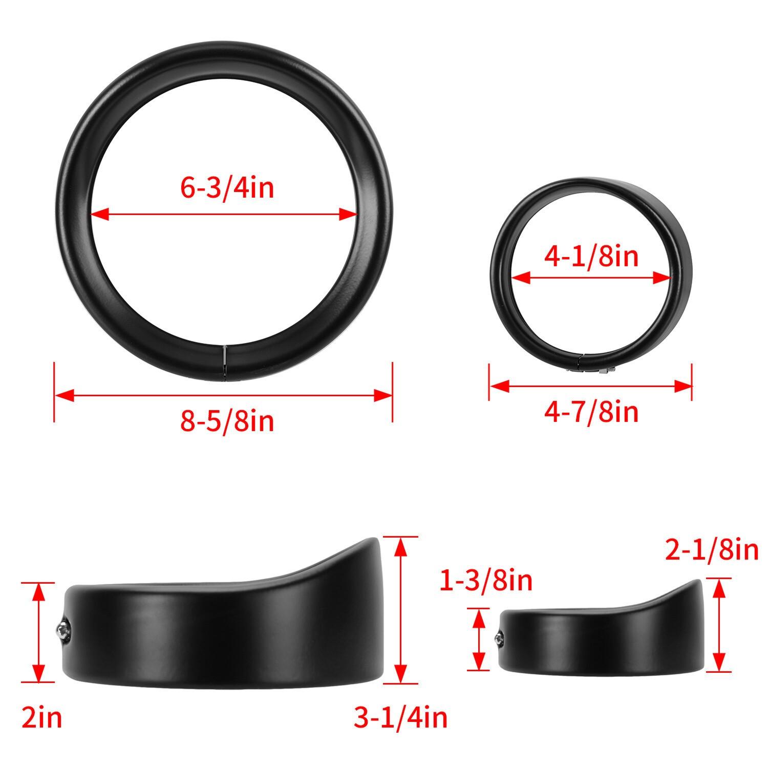 7" Headlight 4.5" Fog Lamp Visor Trim Ring Bezel For Harley Touring Softail
