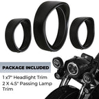 7" Headlight 4.5" Fog Lamp Visor Trim Ring Bezel For Harley Touring Softail