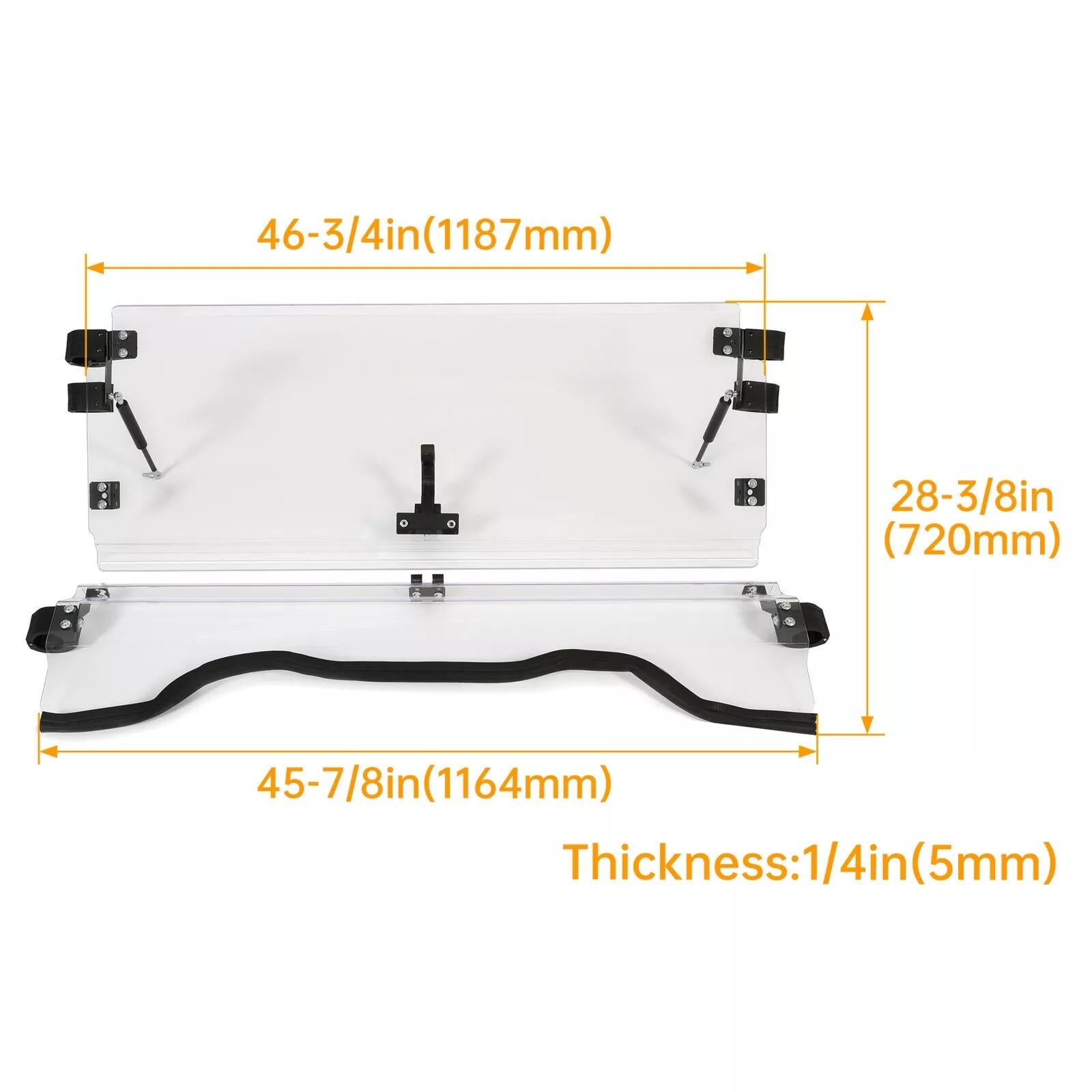 Front Scratch Resistant Flip Windshield Clear For 2014-2025 Honda Pioneer 700 4
