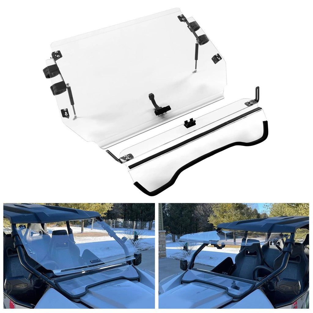 2-IN-1 Flip Front Windshield Scratch Resistant For Arctic Cat Wildcat 4 1000