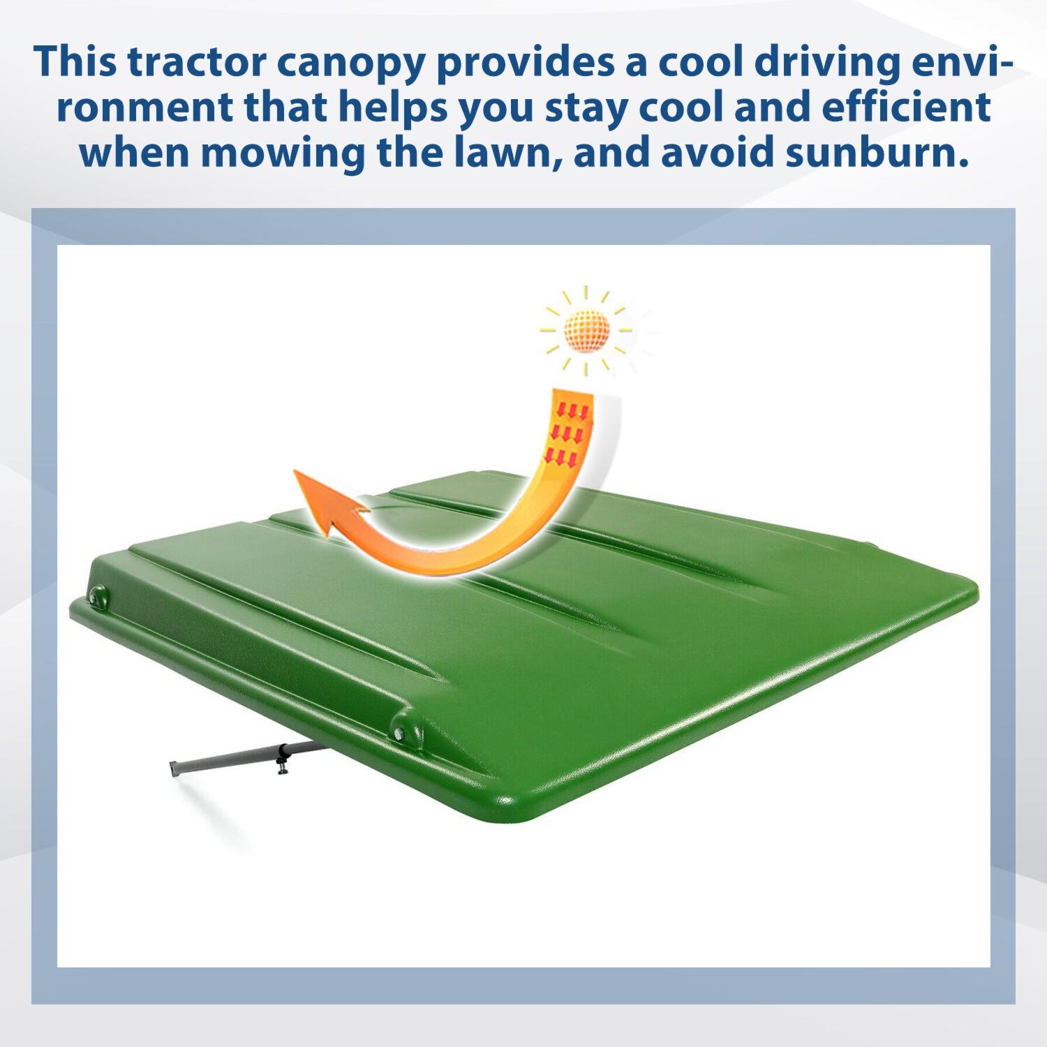 Green Top Cab Canopy with Bracket For John Deere Compact Utility Tractors W/ROPS