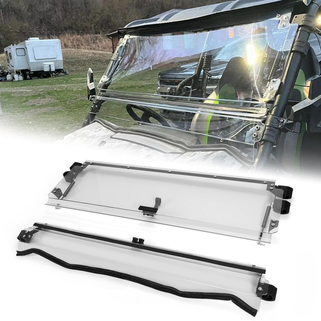 Folding Flip Windshield Scratch Resistant For Kawasaki Teryx 4 800/ 4 S ,2016-23