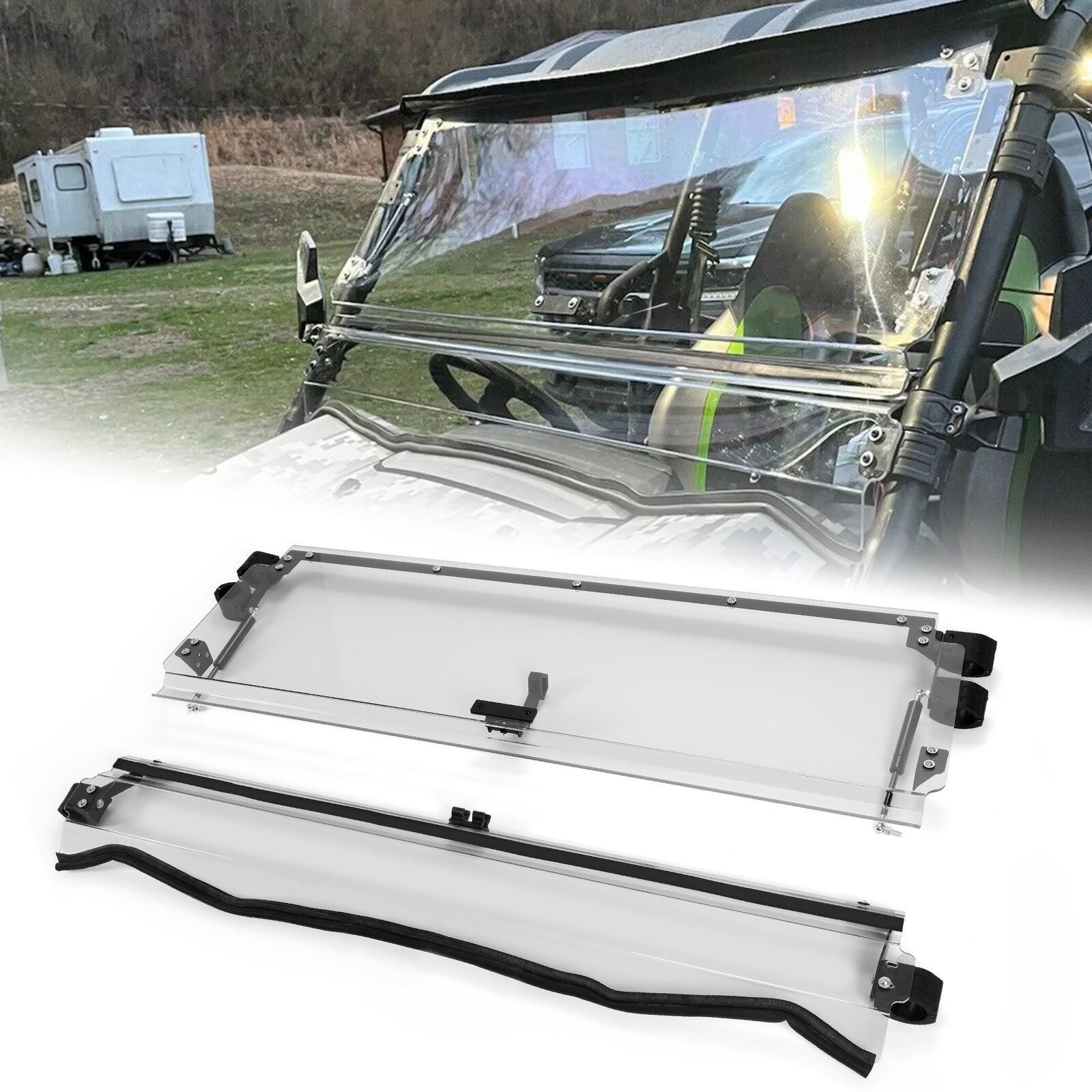 Folding Flip Windshield Scratch Resistant For Kawasaki Teryx 4 800/ 4 S ,2016-23