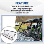 Folding Flip Windshield Scratch Resistant For Kawasaki Teryx 4 800/ 4 S ,2016-23