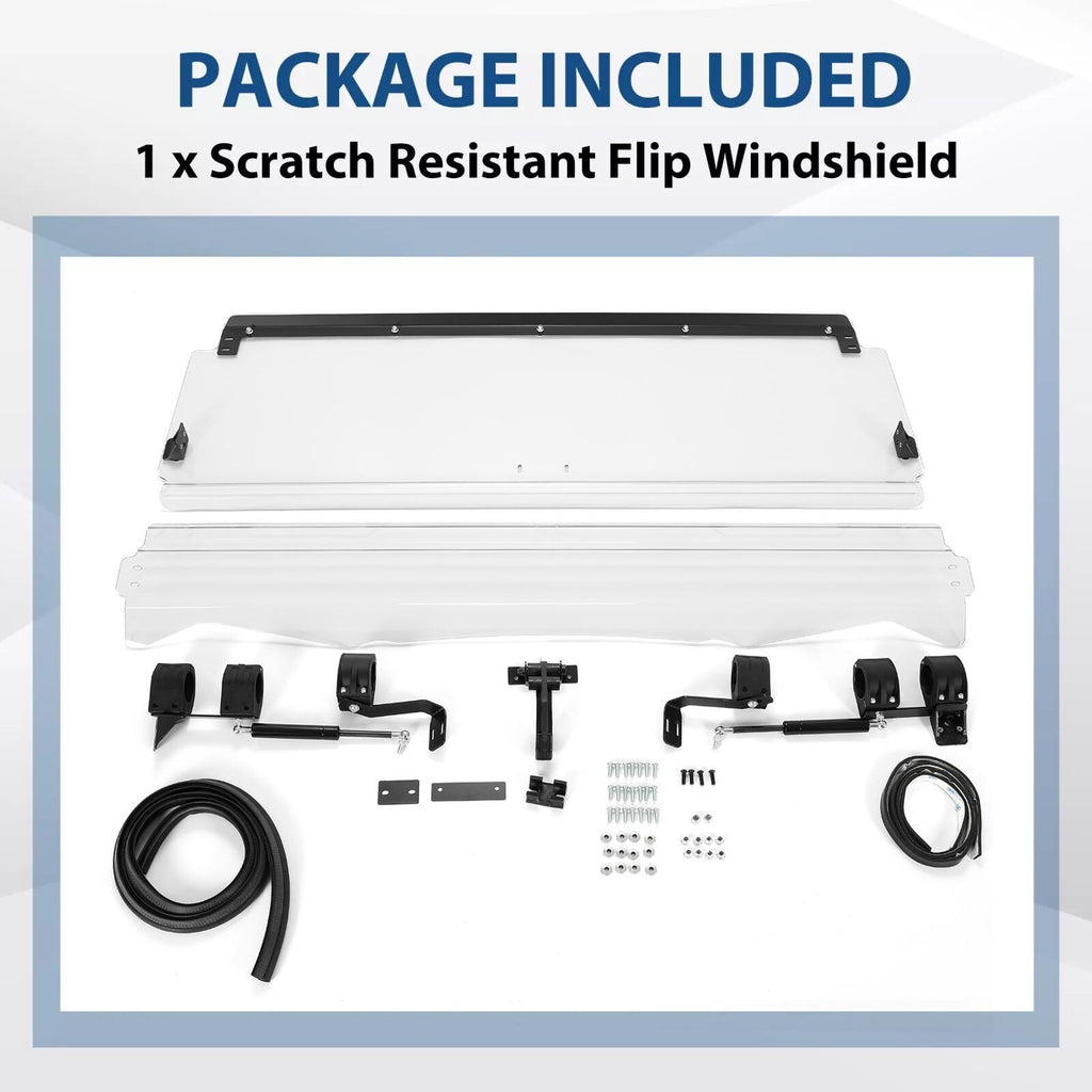 Folding Flip Windshield Scratch Resistant For Kawasaki Teryx 4 800/ 4 S ,2016-23