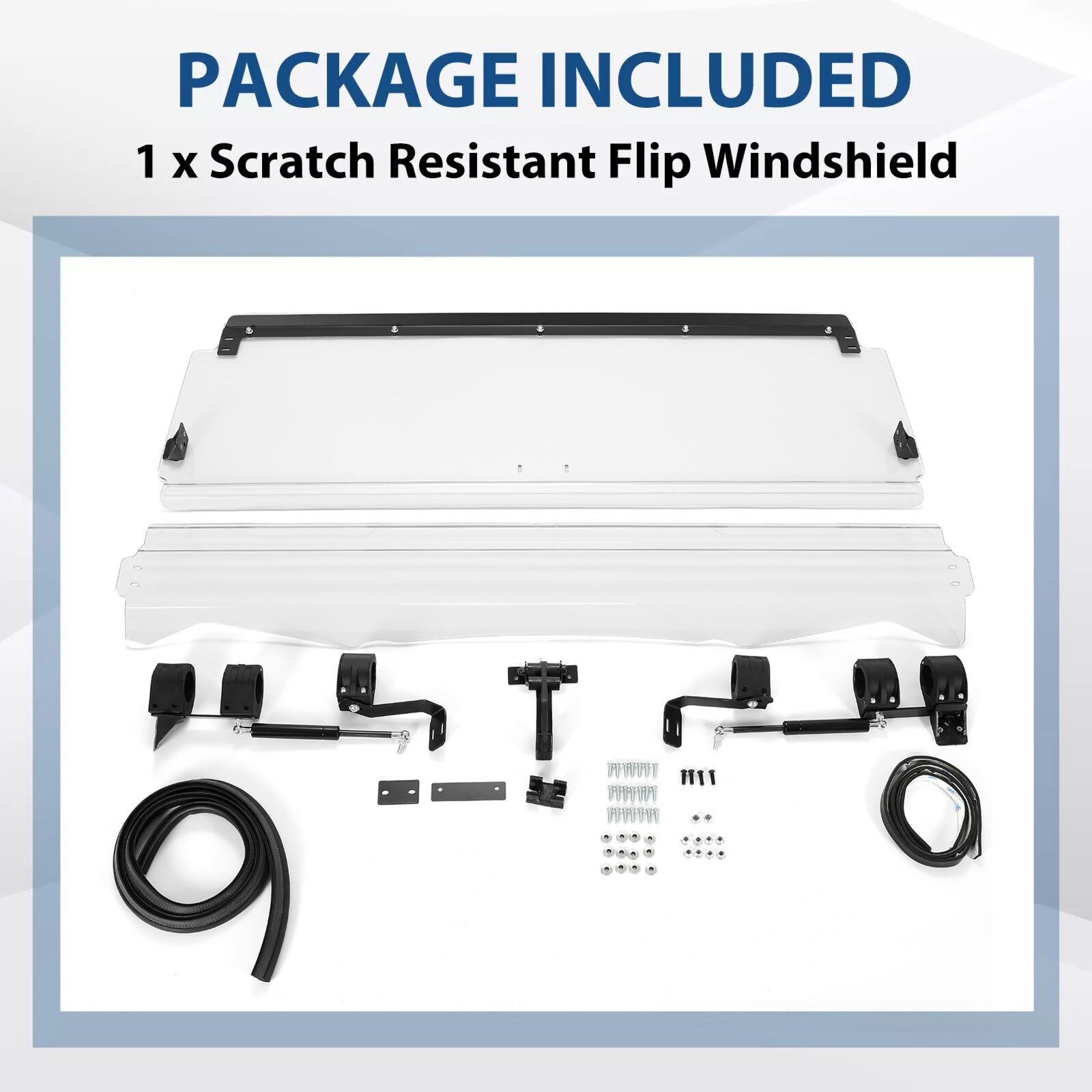 Folding Flip Windshield Scratch Resistant For Kawasaki Teryx 4 800/ 4 S ,2016-23