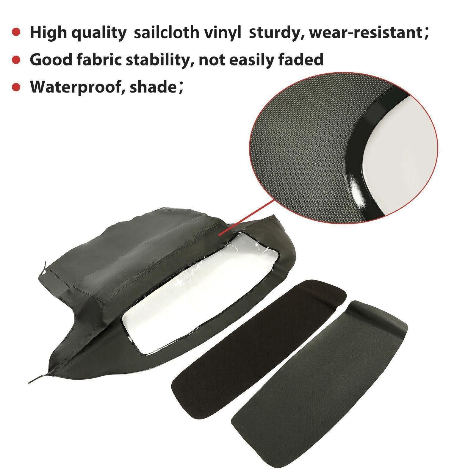 For 96-02 BMW Z3 Convertible Soft Top Replacement & Plastic window Black & Clear