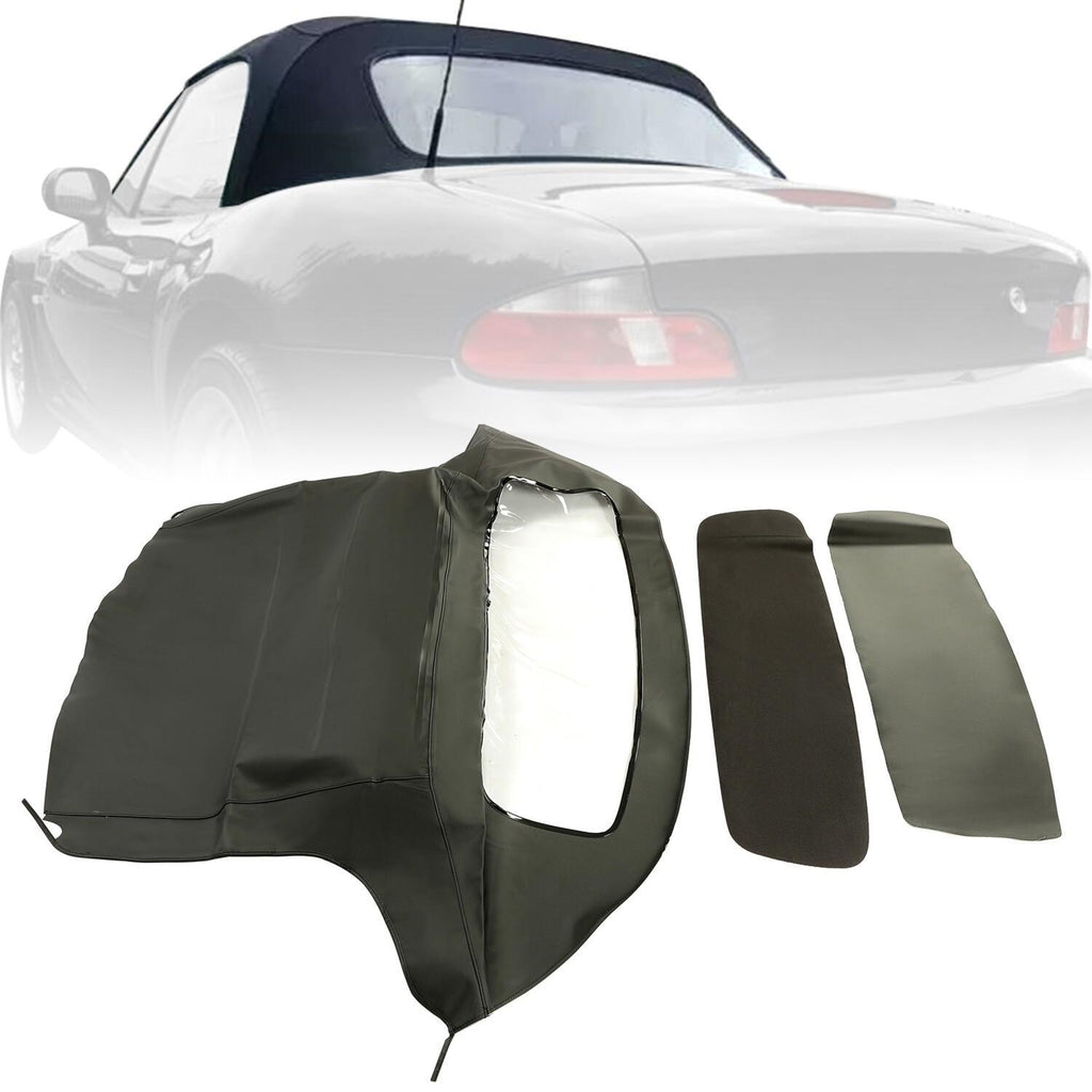 For 96-02 BMW Z3 Convertible Soft Top Replacement & Plastic window Black & Clear