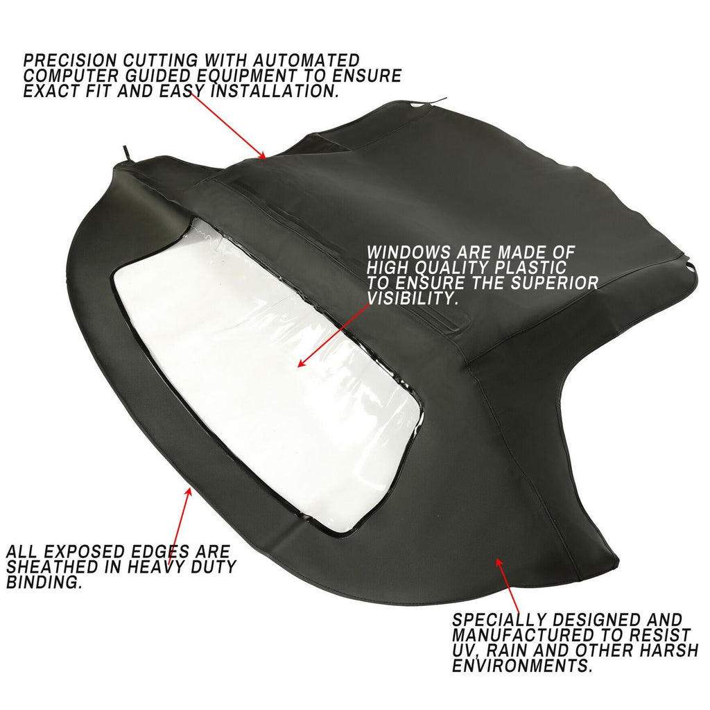 For 96-02 BMW Z3 Convertible Soft Top Replacement & Plastic window Black & Clear