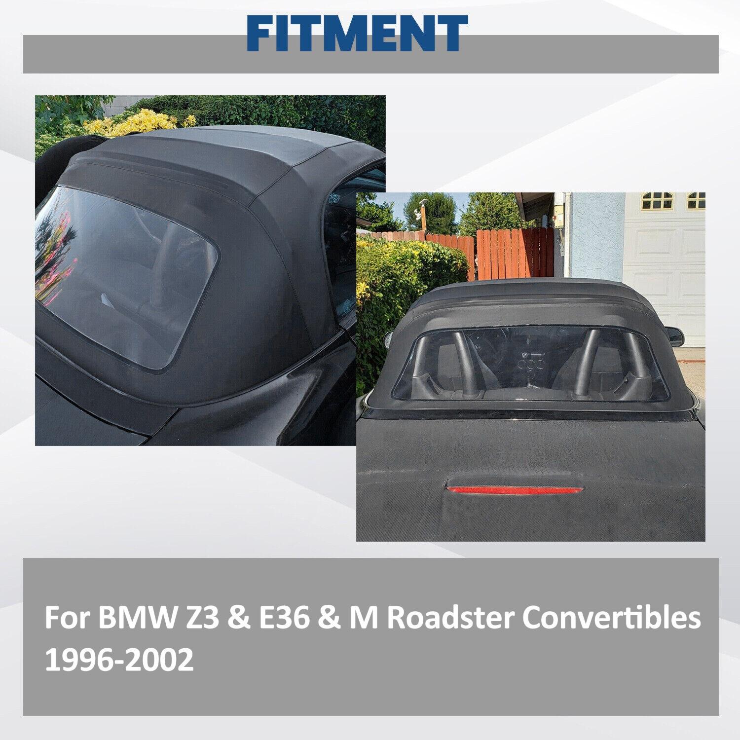 For 96-02 BMW Z3 Convertible Soft Top Replacement & Plastic window Black & Clear