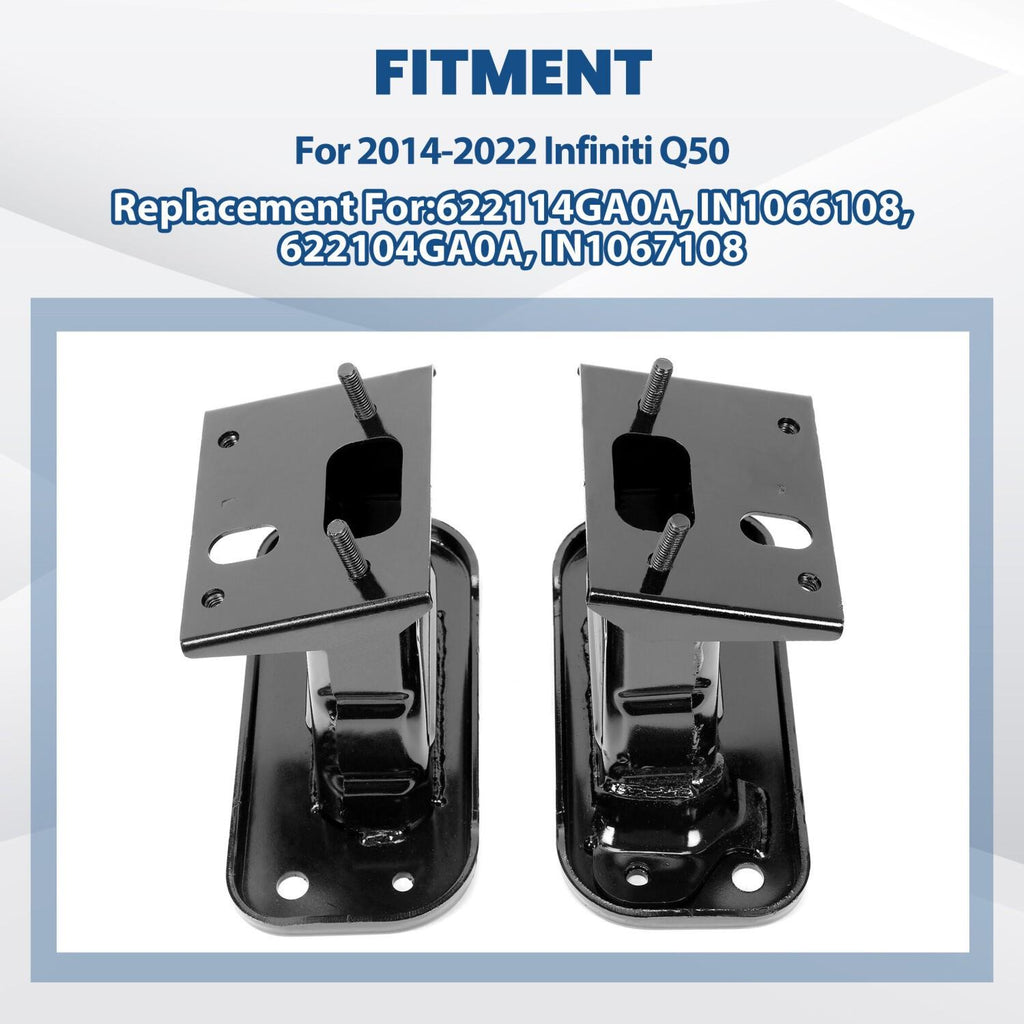 For 2014-22 Infiniti Q50 Front Bumper Bracket Reinforcement Impact Bar Stay PAIR