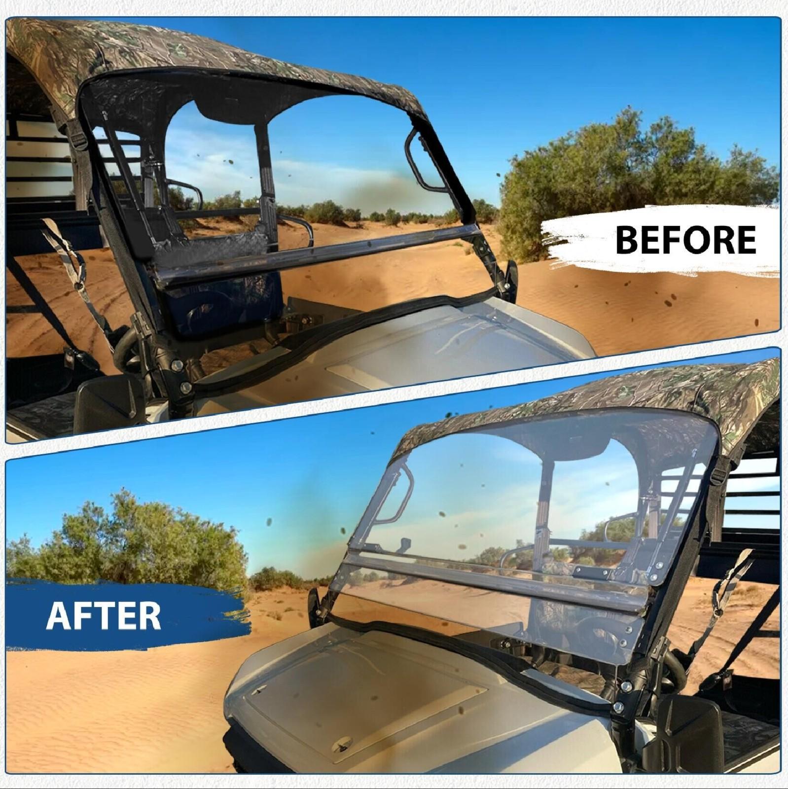 Scratch Resistant Flip Down Windshield For 2015+ Kawasaki Mule Pro FXT DXT DX FX