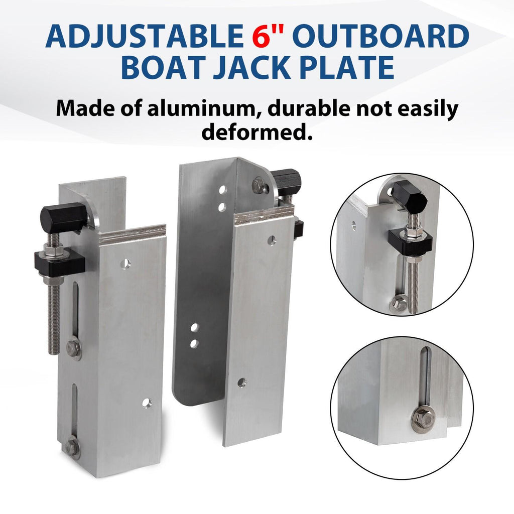 Jack Plate 6" Set Back 4'' Adjustable Outboard Boat Aluminum Replace for JPL4000