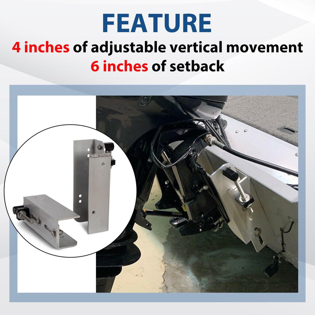 Jack Plate 6" Set Back 4'' Adjustable Outboard Boat Aluminum Replace for JPL4000