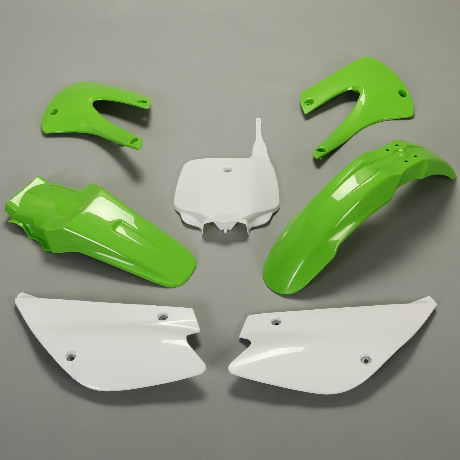 Restyled Plastic Body Kit For Kawasaki KX85 KX100 2001-2013 Green & White Colors