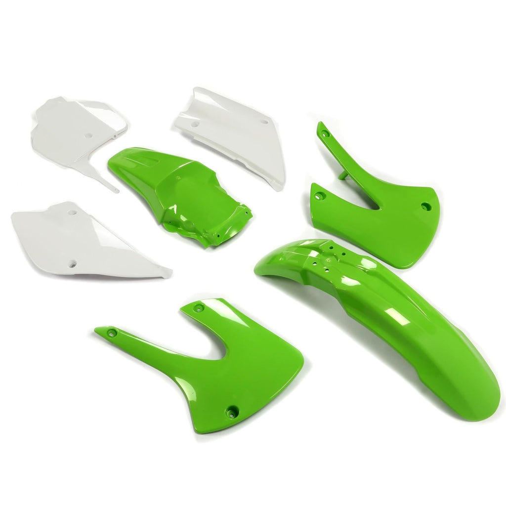 Restyled Plastic Body Kit For Kawasaki KX85 KX100 2001-2013 Green & White Colors